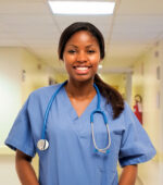 A nurse standing in a hallway